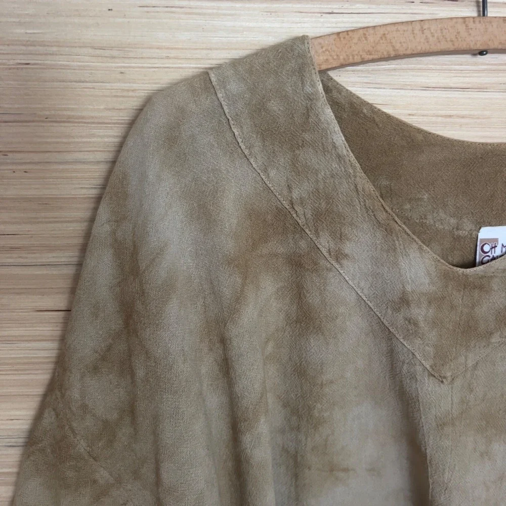 Oh My Gauze! boxy short sleeve top size 1 cotton ombre tan oversized minimalist‎ - Picture 2 of 8